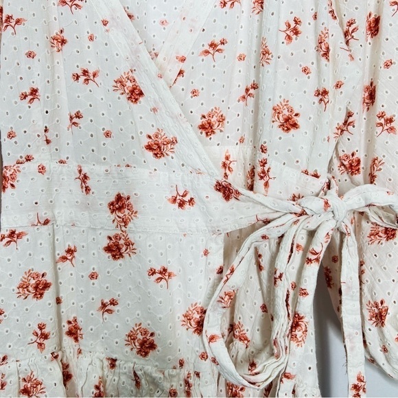 Maia Bergman Ines Floral Eyelet Wrap Mini Dress Size L - Picture 9 of 16